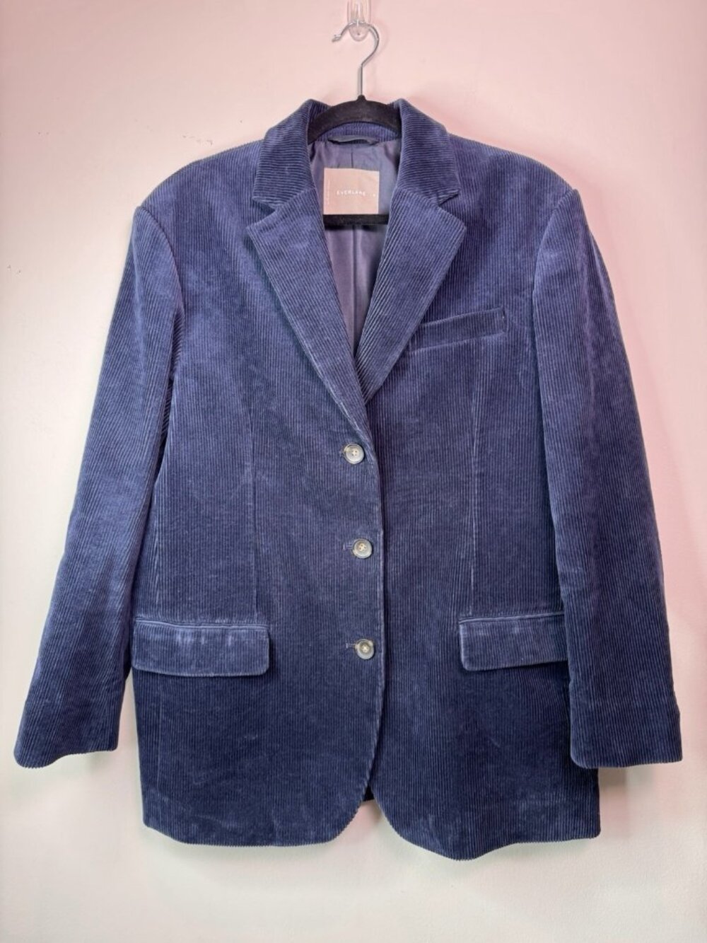 Everlane Women's Corduroy Blazer Navy Blue Single Breasted Size 8